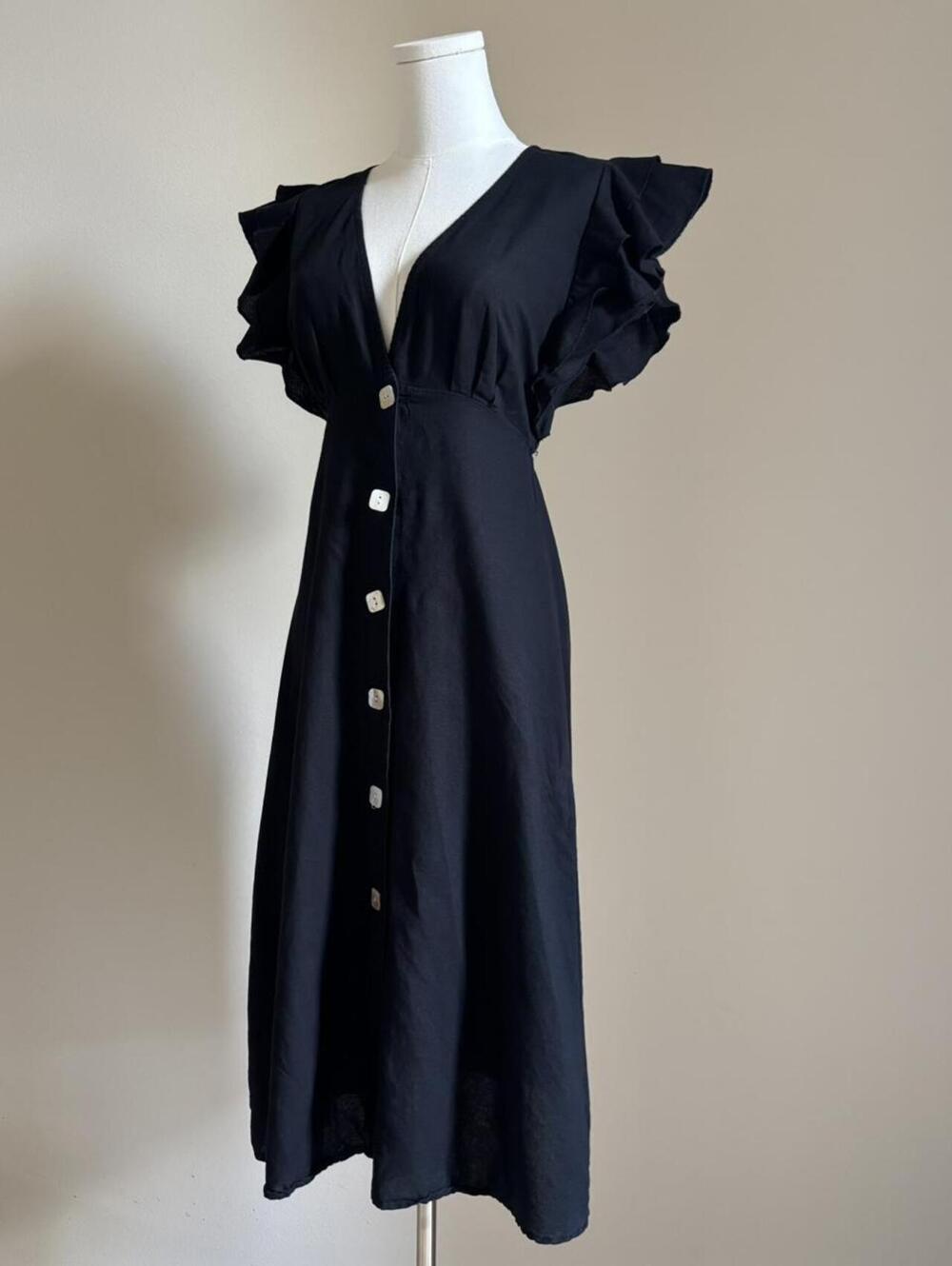 Charlie Holiday Black Linen Blend Dress - Picture 8 of 8